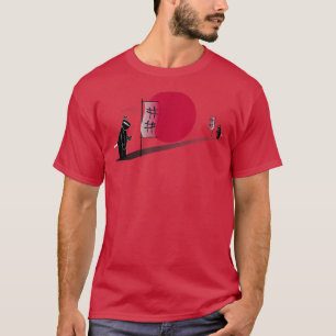 Japanese style Sun, in red and cartoon ninjas batt T-Shirt