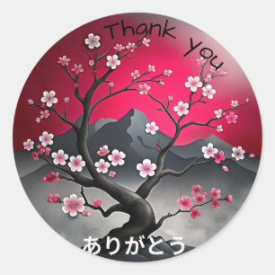 Japanese Style Thank you Classic Round Sticker