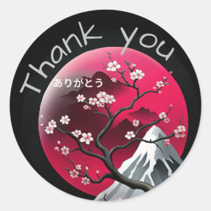 Japanese Style Thank you Classic Round Sticker