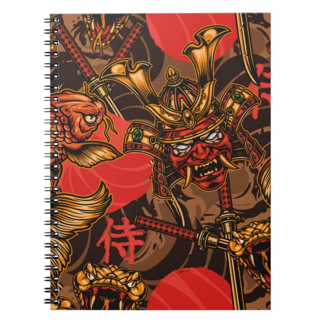 Japanese style vintage seamless pattern with samur notebook (Front)