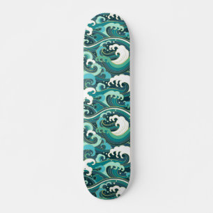Japanese style waves skateboard