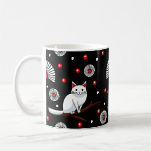 Japanese Style White Cat Coffee Mug