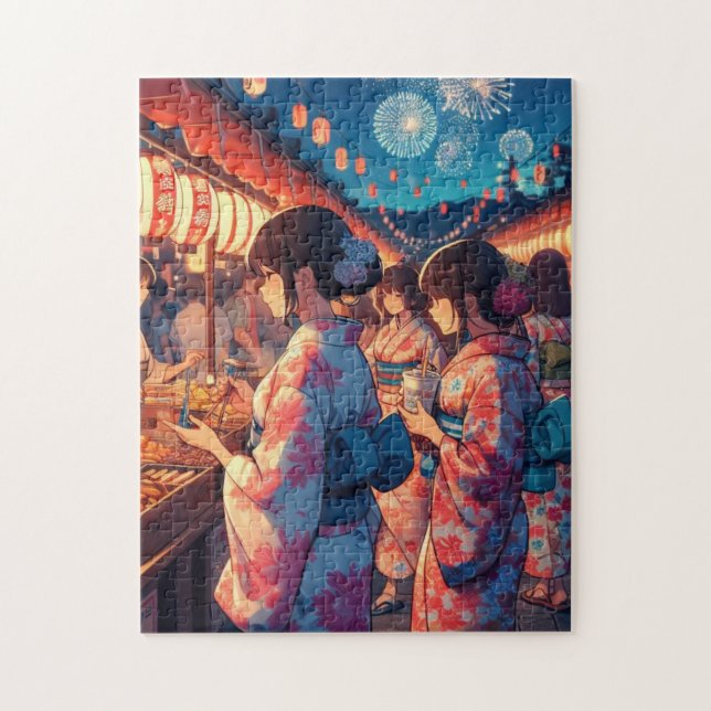 Japanese Summer Festival – Fireworks Puzzle (Vertical)