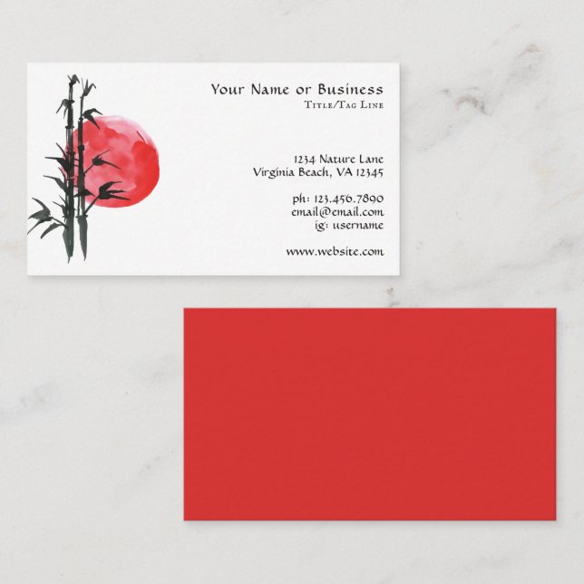 Japanese Sun and Bamboo Business Card (Front/Back)