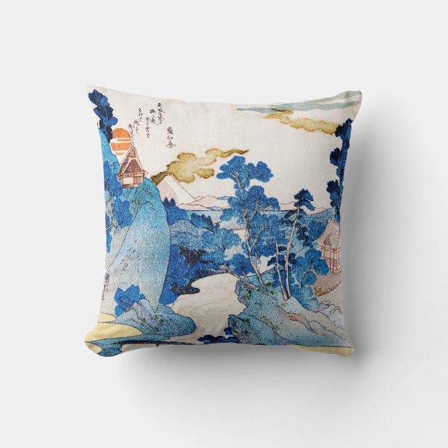 Japanese Sunrise Landscape, Kuniyoshi, Ukiyo-e Cushion (Front)