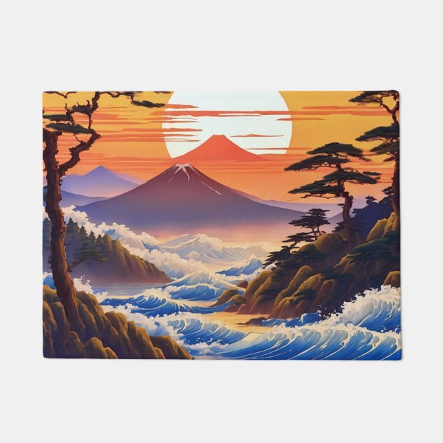 Japanese Sunrise Sunset Landscape Doormat (Front)