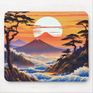 Japanese Sunrise Sunset Landscape Mouse Mat