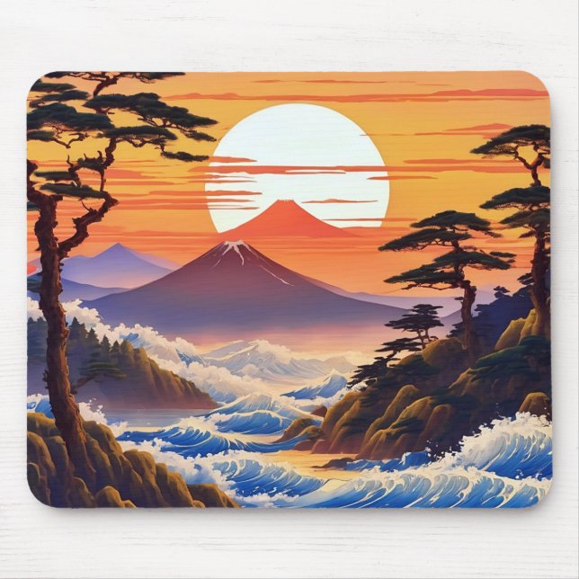 Japanese Sunrise Sunset Landscape Mouse Mat (Front)