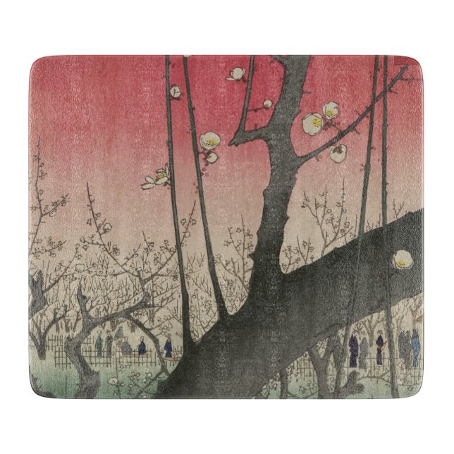 Japanese sunrise sunset plum estate trees cutting board (Front)