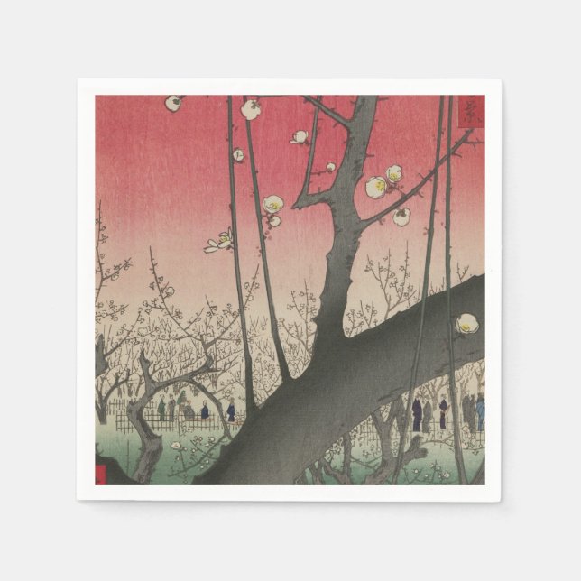 Japanese sunrise sunset plum estate trees napkin (Front)