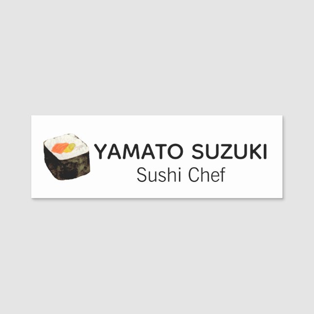 Japanese Sushi Chef Seafood Restaurant Name Tag (Front)