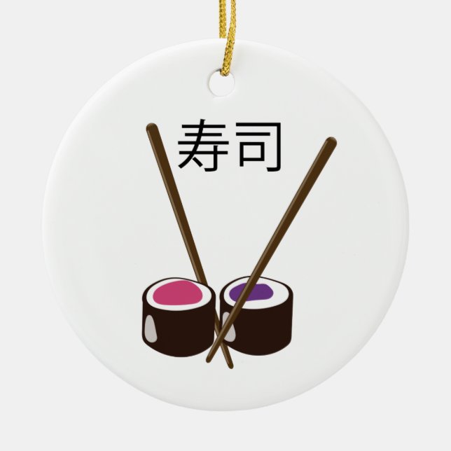 Japanese Sushi Chopsticks Ceramic Tree Decoration (Front)