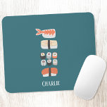 Japanese Sushi Custom Name Mouse Mat<br><div class="desc">A stack of sushi,  nigiri and maki rolls for foodies.
Remove or change the name to customise.</div>