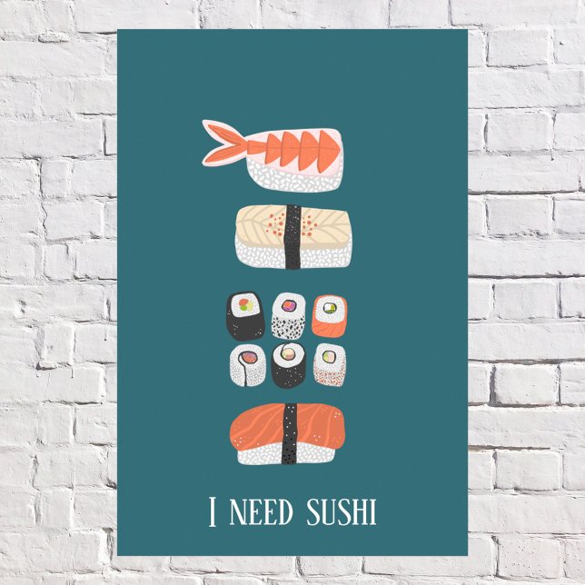 Japanese Sushi Custom Text Poster (Fun Japanese Sushi Custom Text Poster)