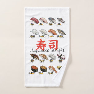 Japanese SUSHI illustration design Hand Towel