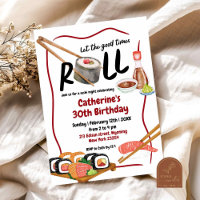 Japanese Sushi Night Birthday Invitation