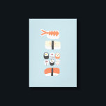 Japanese Sushi Nigiri Maki Roll Canvas Print<br><div class="desc">Japanese food art on an aqua blue background for those who love to eat sushi,  sashimi,  nigiri and maki rolls.</div>