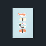 Japanese Sushi Nigiri Maki Roll Canvas Print<br><div class="desc">Japanese food art on an aqua blue background for those who love to eat sushi, sashimi, nigiri and maki rolls.</div>