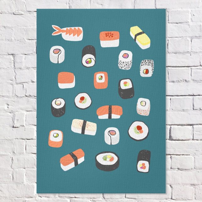 Japanese Sushi Nigiri Maki Roll  Canvas Print (Japanese sushi wall art)