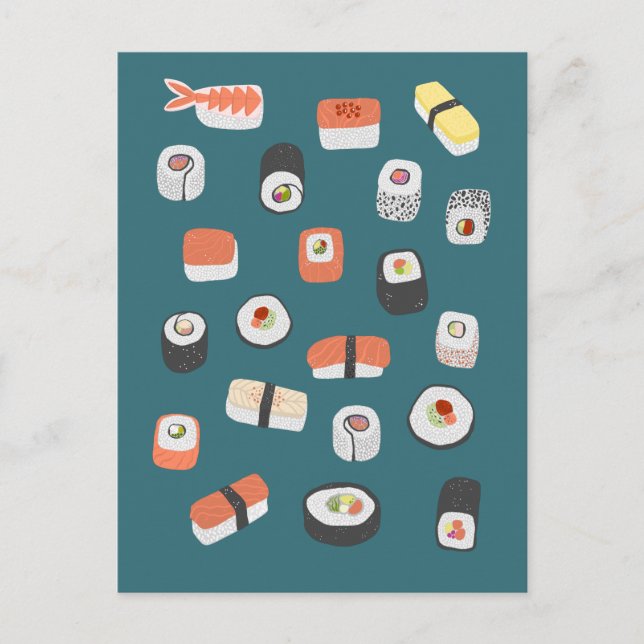 Japanese Sushi Nigiri Maki Roll Postcard (Front)
