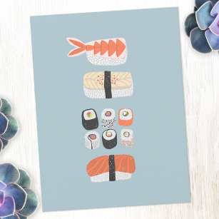 Japanese Sushi Nigiri Maki Roll Stack Postcard