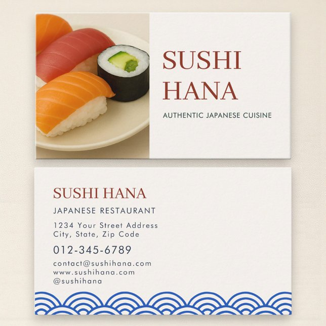 Japanese Sushi Restaurant Catering Service Photo Business Card (Creator Uploaded)