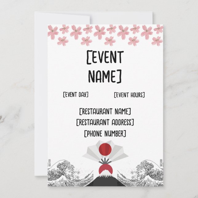 Japanese sushi restaurant event and inauguration  invitation (Front)