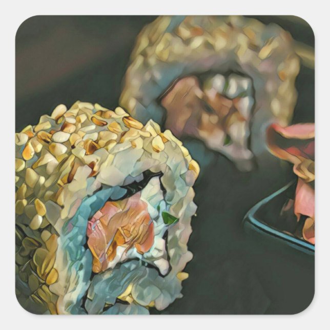 Japanese sushi square sticker (Front)