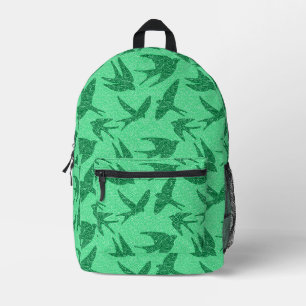 Japanese Swallows in Flight, Jade & Emerald Green Printed Backpack