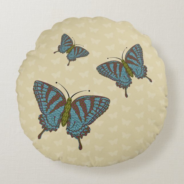 Japanese Swallowtail Round Pillow (Front)