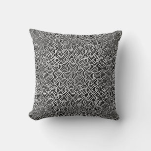 Japanese swirl pattern - black and white cushion
