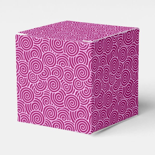 Japanese swirl pattern - burgundy and pale pink favour box (Front Side)
