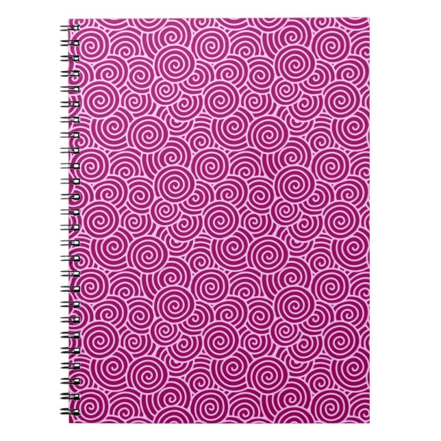 Japanese swirl pattern - burgundy and pale pink notebook (Front)