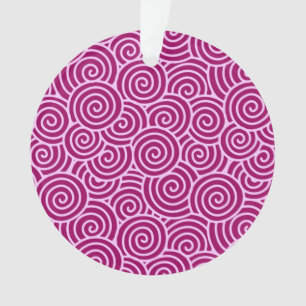 Japanese swirl pattern - burgundy and pale pink ornament