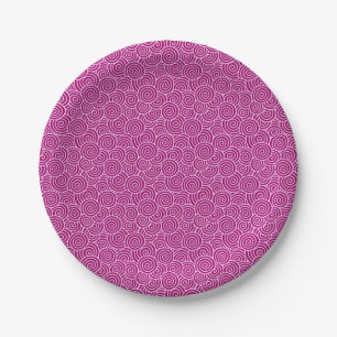 Japanese swirl pattern - burgundy and pale pink paper plate