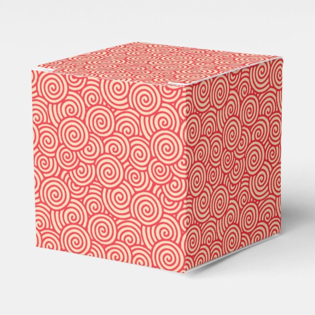 Japanese swirl pattern - coral orange favour box (Front Side)