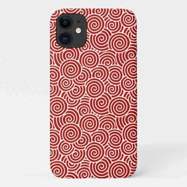 Japanese swirl pattern - deep red and white Case-Mate iPhone case (Back)