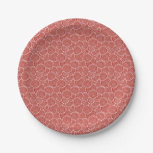 Japanese swirl pattern - deep red and white paper plate