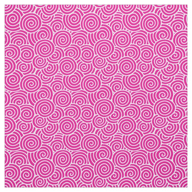 Japanese swirl pattern - fuchsia pink and white fabric (Swatch)