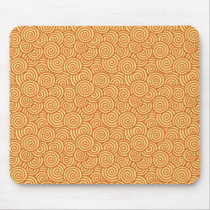 Japanese swirl pattern - mandarin & light orange mouse mat