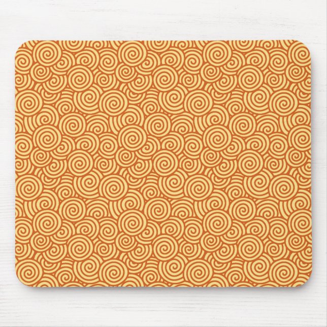 Japanese swirl pattern - mandarin & light orange mouse mat (Front)