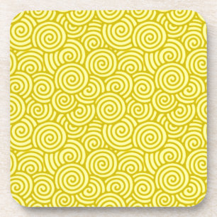 Japanese swirl pattern - mustard and light yellow coaster