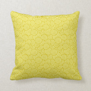 Japanese swirl pattern - mustard and light yellow cushion
