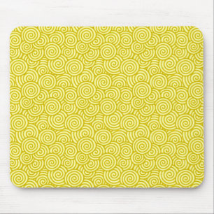 Japanese swirl pattern - mustard and light yellow mouse mat