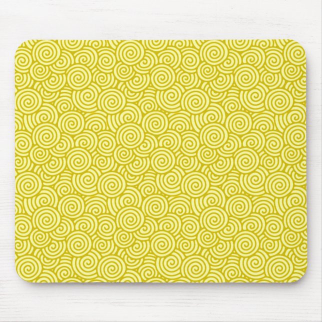 Japanese swirl pattern - mustard and light yellow mouse mat (Front)