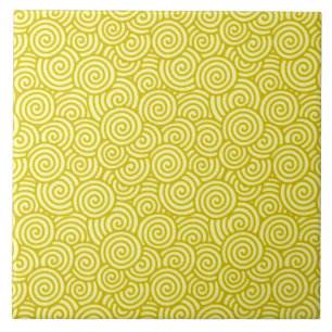 Japanese swirl pattern - mustard and light yellow tile