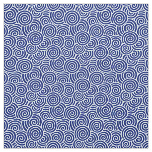 Japanese swirl pattern - navy blue and white fabric