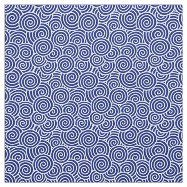 Japanese swirl pattern - navy blue and white fabric (Swatch)
