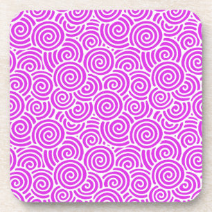 Japanese swirl pattern - orchid and white coaster