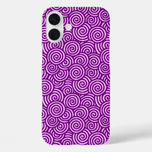 Japanese swirl pattern - orchid pink and purple iPhone 16 plus case